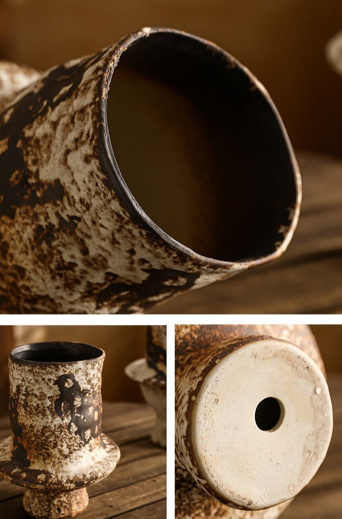 Hand-Thrown Mushroom Planter — Tiered Silhouette, Encrusted Glaze