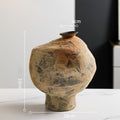 Hand-Thrown Stoneware Vase — Textured, Earth-Toned, Asymmetrical - Clay
