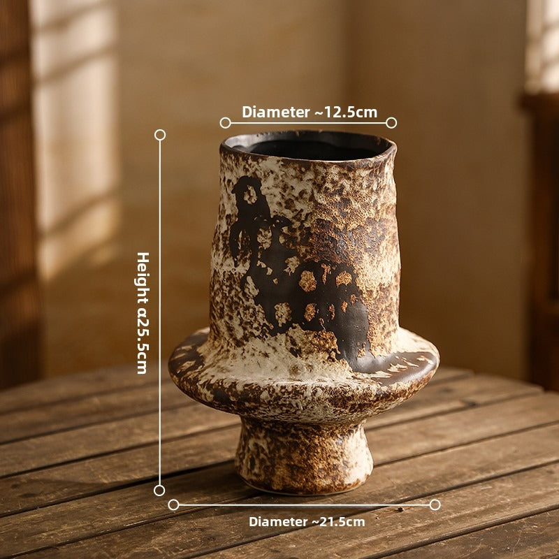 Hand-Thrown Mushroom Planter — Tiered Silhouette, Encrusted Glaze