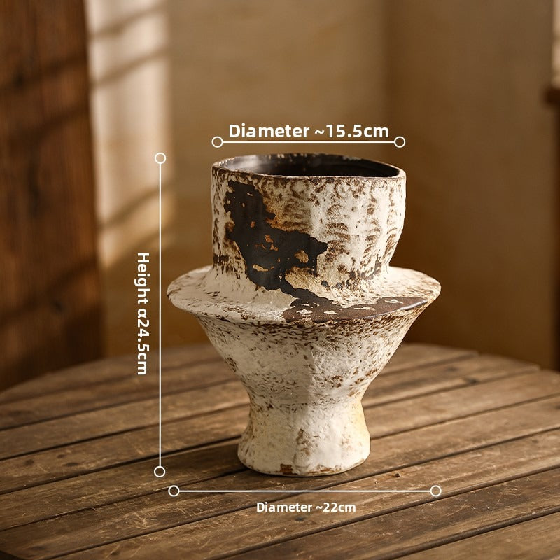 Hand-Thrown Collar Planter — Flanged Silhouette, Splatter Glaze