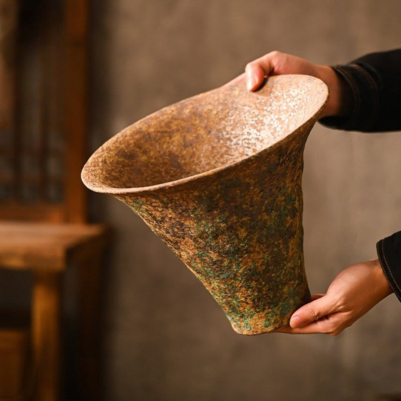 Hand-Thrown Wide-Mouth Stoneware Planter