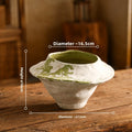 Hand-Thrown Distressed Vase — Cream & Olive, Organic Silhouette - Cypress