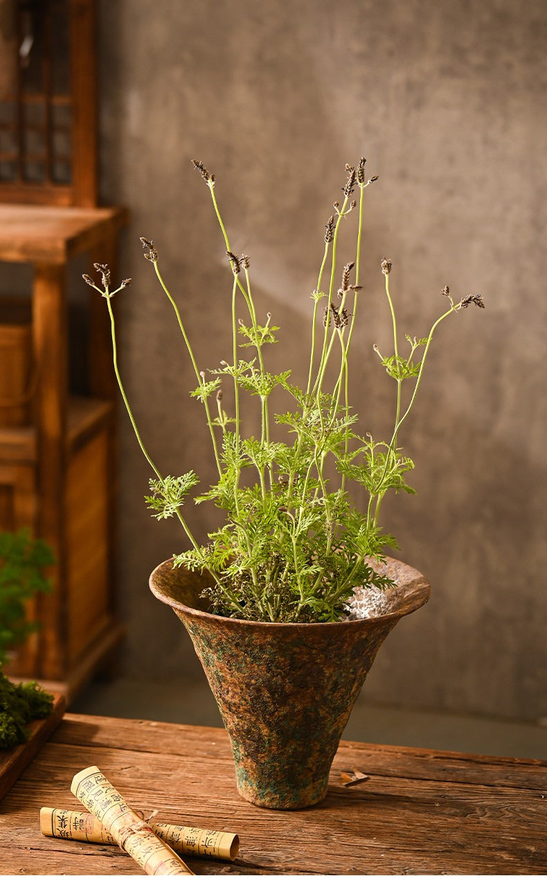Hand-Thrown Wide-Mouth Stoneware Planter