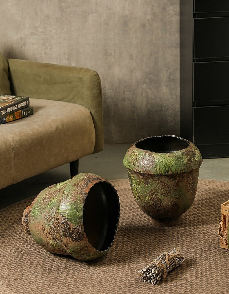 Hand-Thrown Bulb Planter — Sage Patina, Scalloped Rim