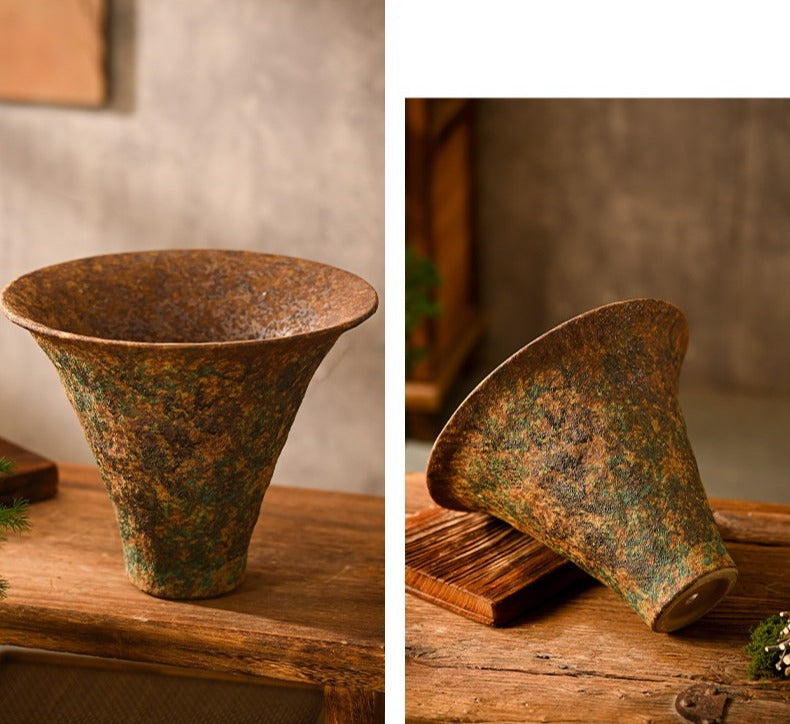 Hand-Thrown Wide-Mouth Stoneware Planter