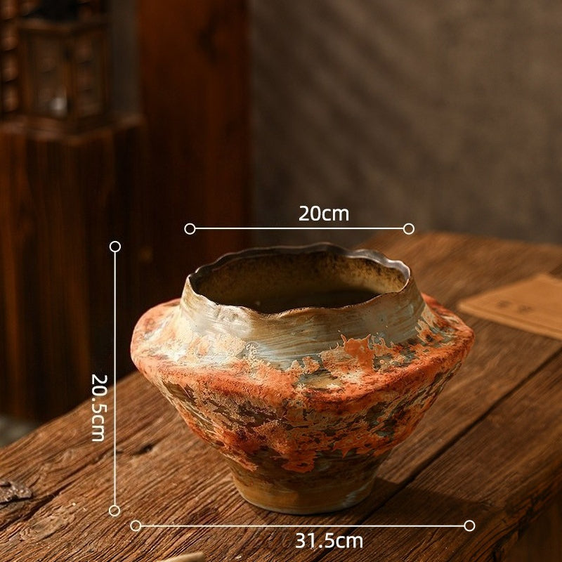 Sculptural Hand-Thrown Planter — Wide Body, Wavy Rim