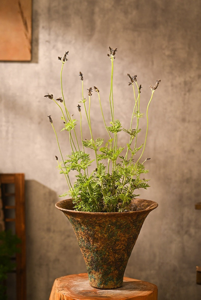 Hand-Thrown Wide-Mouth Stoneware Planter