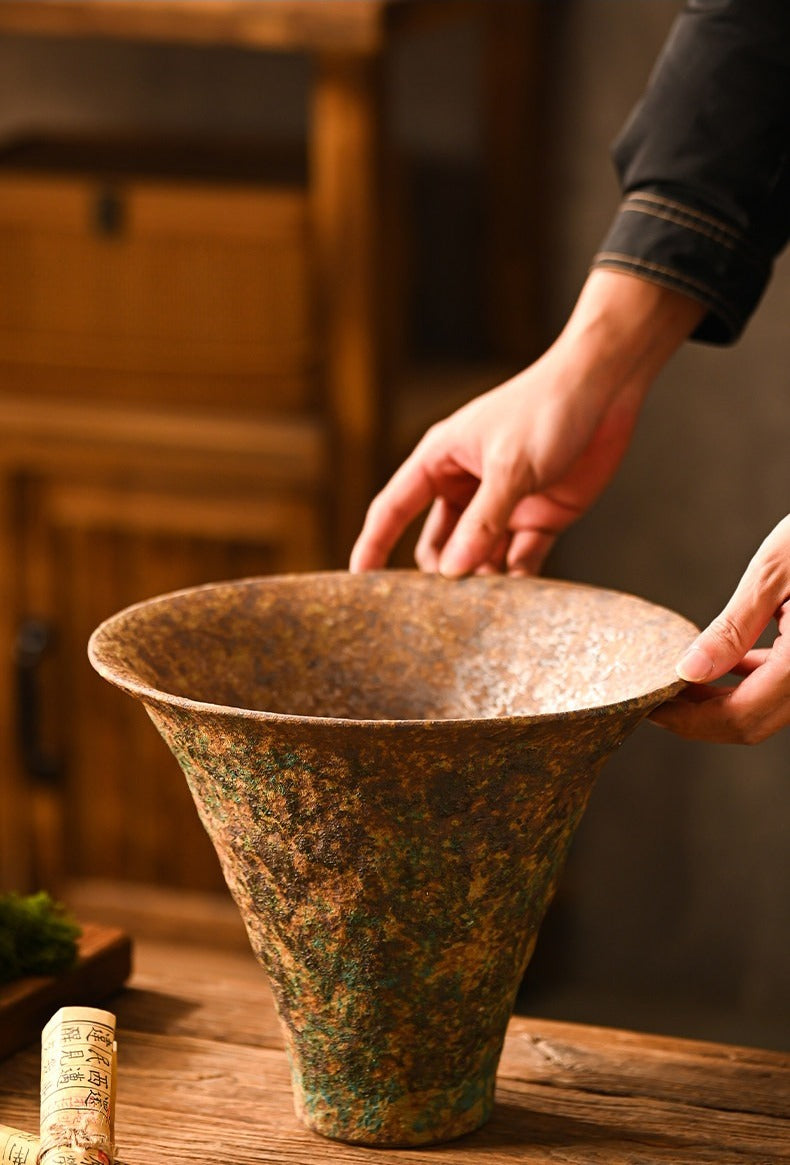 Hand-Thrown Wide-Mouth Stoneware Planter